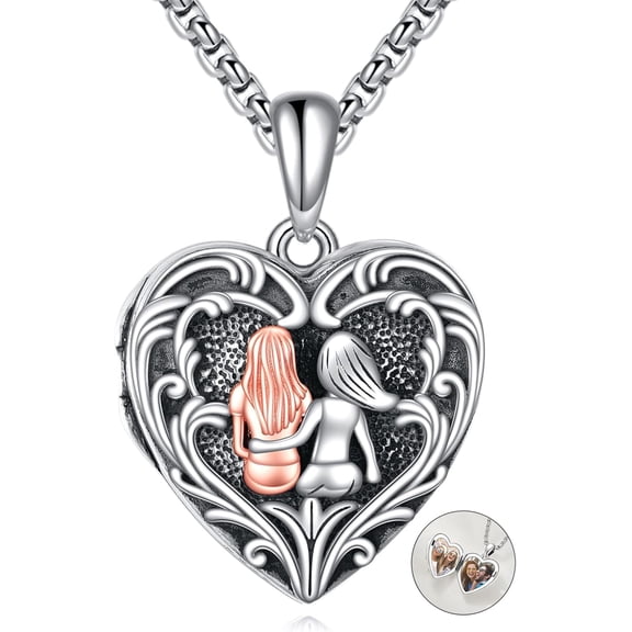 Personalized Heart Locket Necklace 925 Sterling Silver That Holds Pictures Photo Keep Someone Near to You Custom Lockets Necklaces Letters Engraving for His Her