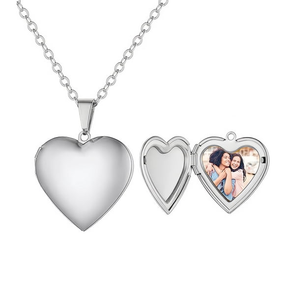 Personalized Heart Locket Necklace with Custom Photo, Ideal Gift for Christmas, Birthdays, Weddings, Mother’s Day–Includes Eternal Rose Gift Box, Silver