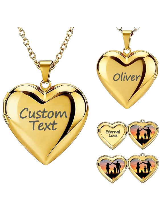 Personalized Heart Locket Necklace with Picture Inside Custom Photo Keepsake Jewelry for Women Mom Grandma Perfect Christmas Valentine's Day Birthday Gift (Silver) ...