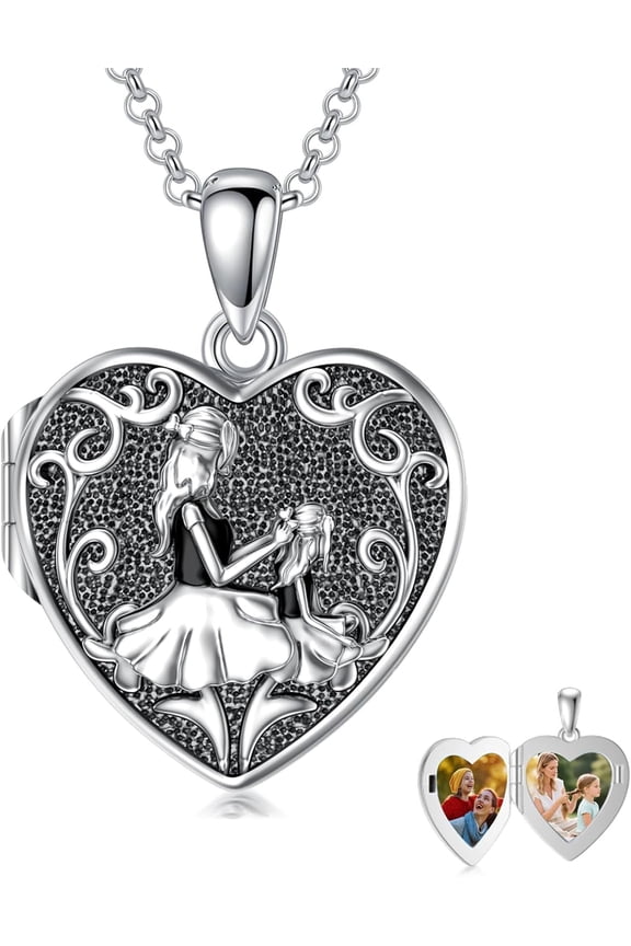 Personalized Heart Locket Necklace That Holds Pictures 925 Sterling Silver Custom Photo Lockets Necklaces Jewelry Gifts for Family Women Lover