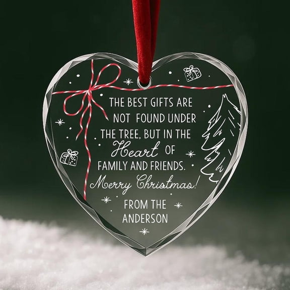 Personalized Heart Ornament, Family & Friends Keepsake, True Holiday Spirit Round 3 Inch Hanging Décor