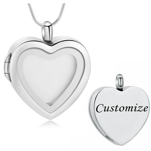 Personalized Heart Pendant Heart Urn Necklace for Ashes Cremation Locket Necklace for Ashes of Loved One Carry Photo Memorial Urn Necklace