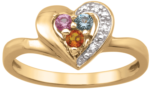 Personalized Heart Shape Ring in 10k Gold with Diamond Accents by Jewlster
