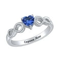 thumbnail image 1 of AFFY Personalized Heart Shape Simulated Blue Sapphire Infinity Heart Promise Ring In 14k White Gold Over Sterling Silver Ring Size-7, 1 of 1