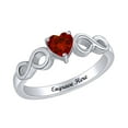 thumbnail image 1 of AFFY Personalized Heart Shape Simulated Garnet Infinity Heart Promise Ring In 14k White Gold Over Sterling Silver Ring Size-6, 1 of 1