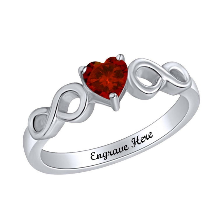 AFFY Simulated Garnet & CZ Heart Promise Ring – 14k Yellow Gold Over Sterling Silver Size 8.5