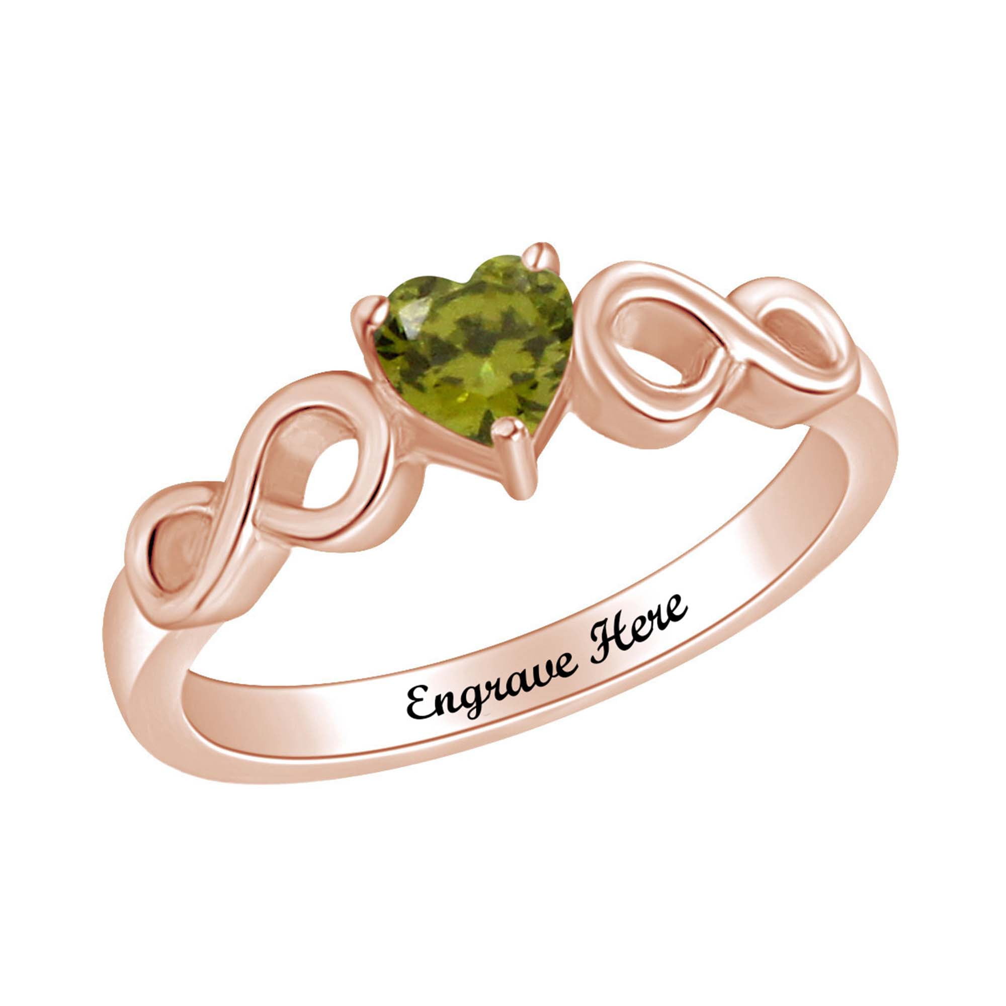 14k White Gold Genuine Peridot August Birthstone Heart Ring 14k White Gold Genuine Peridot August Birthstone Heart Ring
