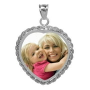 JAY AIMEE DESIGNS Personalized Heart Shaped Black and White Photo Charm With Rope Border