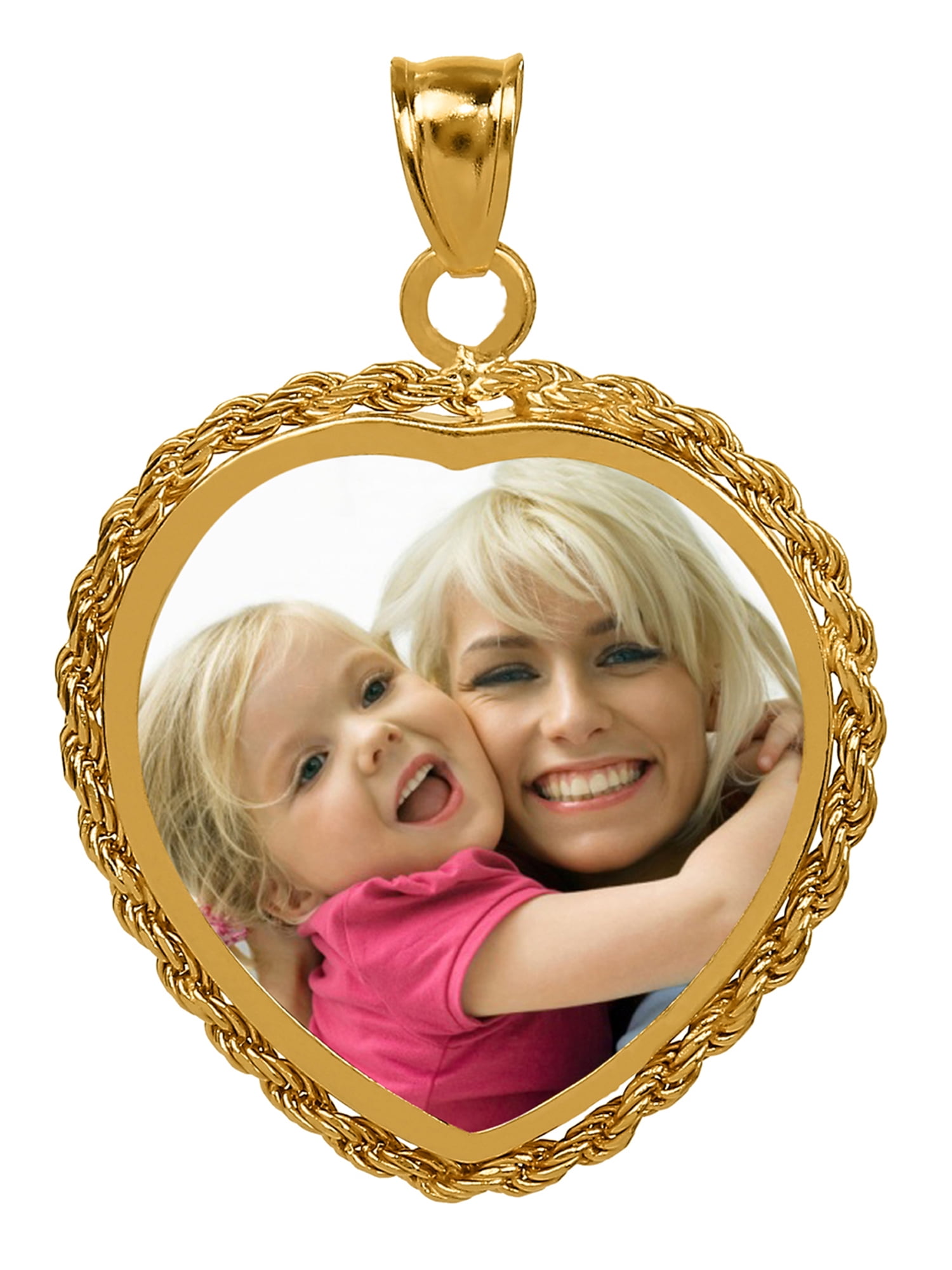 Personalized Heart Shaped Black and White Photo Charm With Rope Border