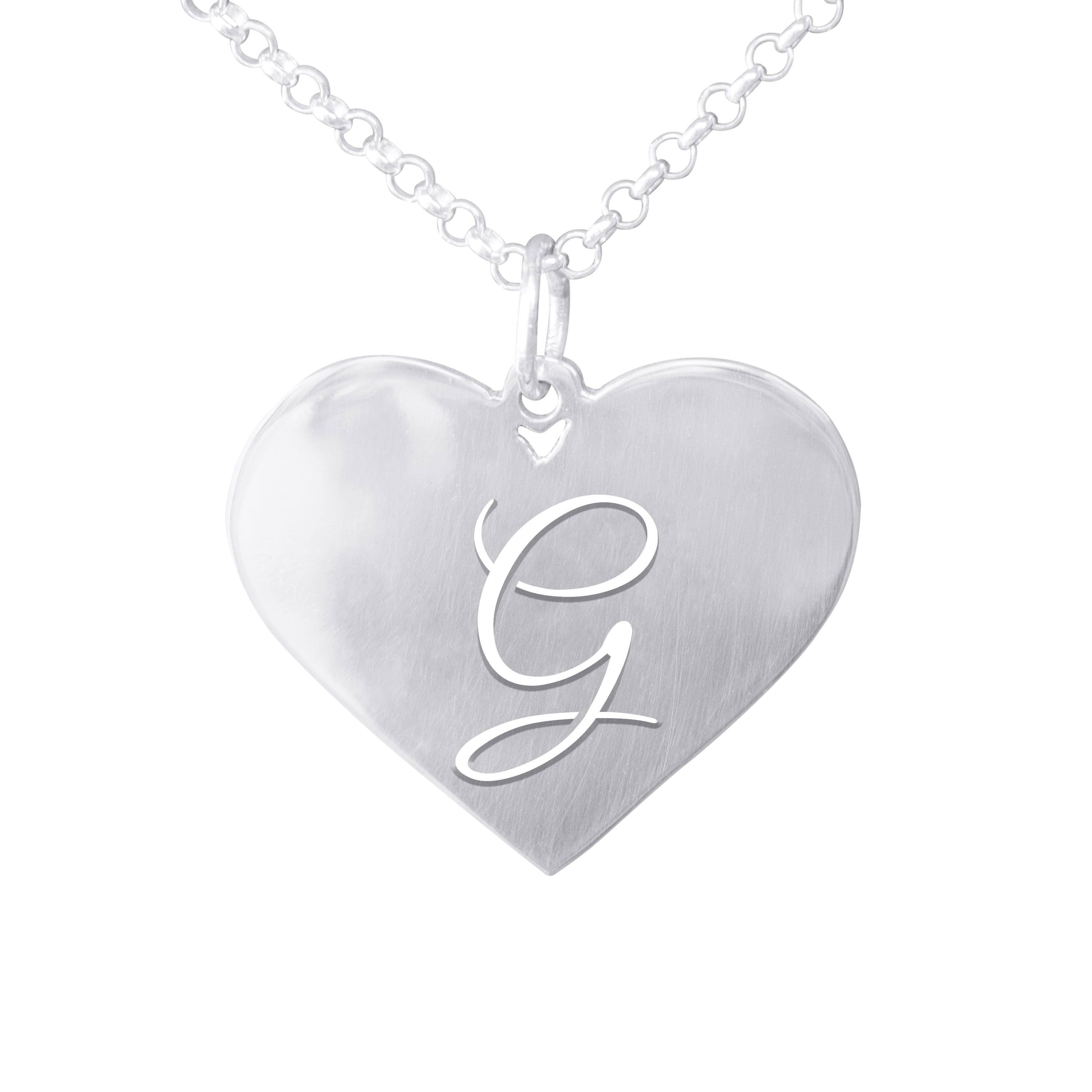Personalized Heart Shaped Cut Out initial Pendant Sterling Silver