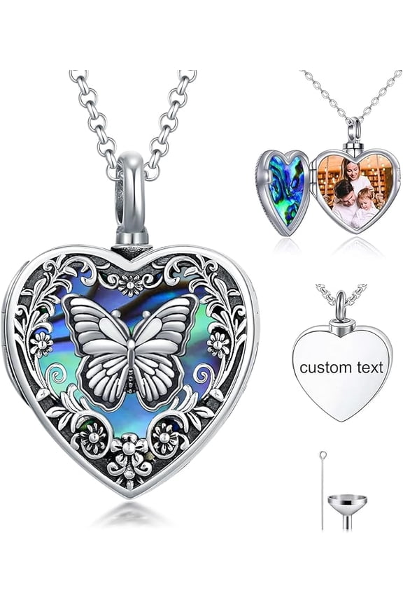 Personalized Heart Urn Locket Necklace for Ashes and Pictures 925 Sterling Silver Customized Locket Cremation Necklace for Ashes Memorial Keepsake Jewelry for Women