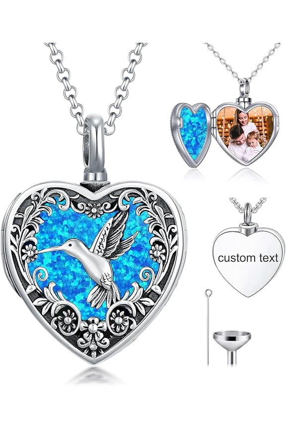 Personalized Heart Urn Locket Necklace for Ashes and Pictures 925 Sterling Silver Customized Locket Cremation Necklace for Ashes Memorial Keepsake Jewelry for Women