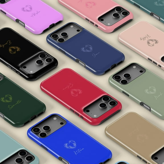 Personalized Heart Wave Monogram Case for iPhone Samsung Name