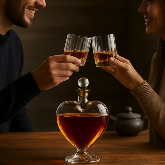 Personalized Heart Whiskey Decanter, Clear, Airtight Container for Liquor & Whiskey- Fancy Handmade Barware Gift & Accessories for Couples,Bourbon Decanter Ideal for Wedding/Birthday/Valentine Gifts