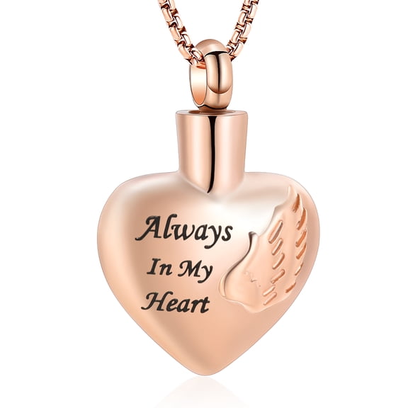 Personalized Heart with Small Wing Urn for Ashes Cremation Jewelry for Ashes Urn Necklace Lockets for Human Ashes