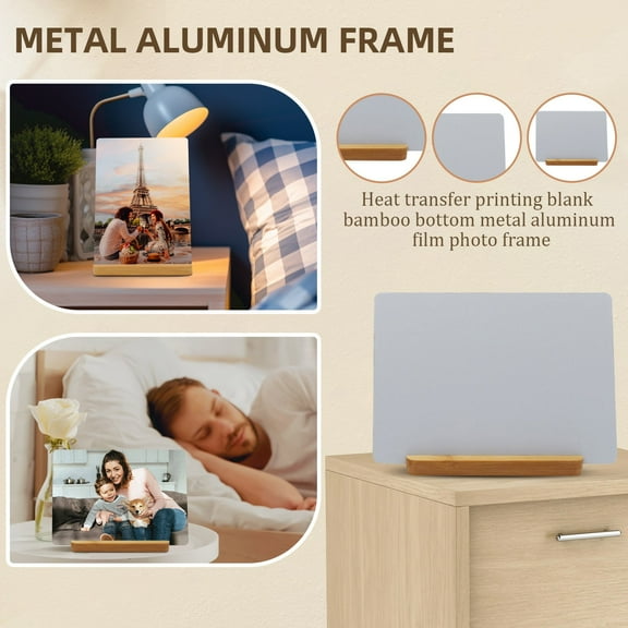 Personalized Heat Transfer Printing Photo Frame, 10" Blank Bamboo Bottom Wood Picture Frame, Kids Family Photo Display Porta Retrato, Perfect for Birthdays Christmas Graduation Gifts