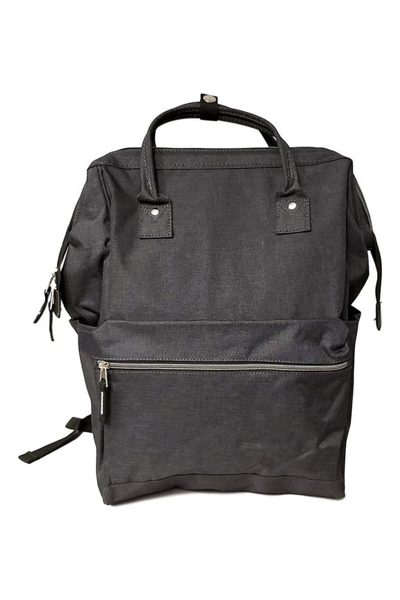 Personalized Heather Black Grey Wide Mouth Backpack Heather Charcoal - No Embroidery