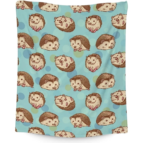 Personalized Hedgehog Blanket Gifts with Name - 50"x60" Cute Throw Blanket for Adults, Kids - White Soft Plush Blankets for Bed, Couch, Sofa