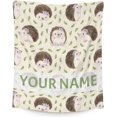 thumbnail image 1 of Personalized Hedgehog Blanket Gifts with Name - 50"x60" Cute Throw Blanket for Adults, Kids - White Soft Plush Blankets for Bed, Couch, Sofa, 1 of 5