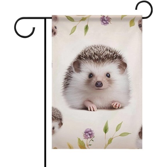 Personalized Hedgehog Garden Flag 12 x 18 Inch Double Sided Small Yard Banner for Outdoor All Seasons