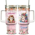 thumbnail image 1 of Personalized Hedgehog Tumbler 40oz with Handle and Straw Stainless Steel Custom Name Travel Mug Insulated Keep Cold Hot Drinks Gifts for Hedgehogs Lovers Women Girls Christmas Birthday, 1 of 6