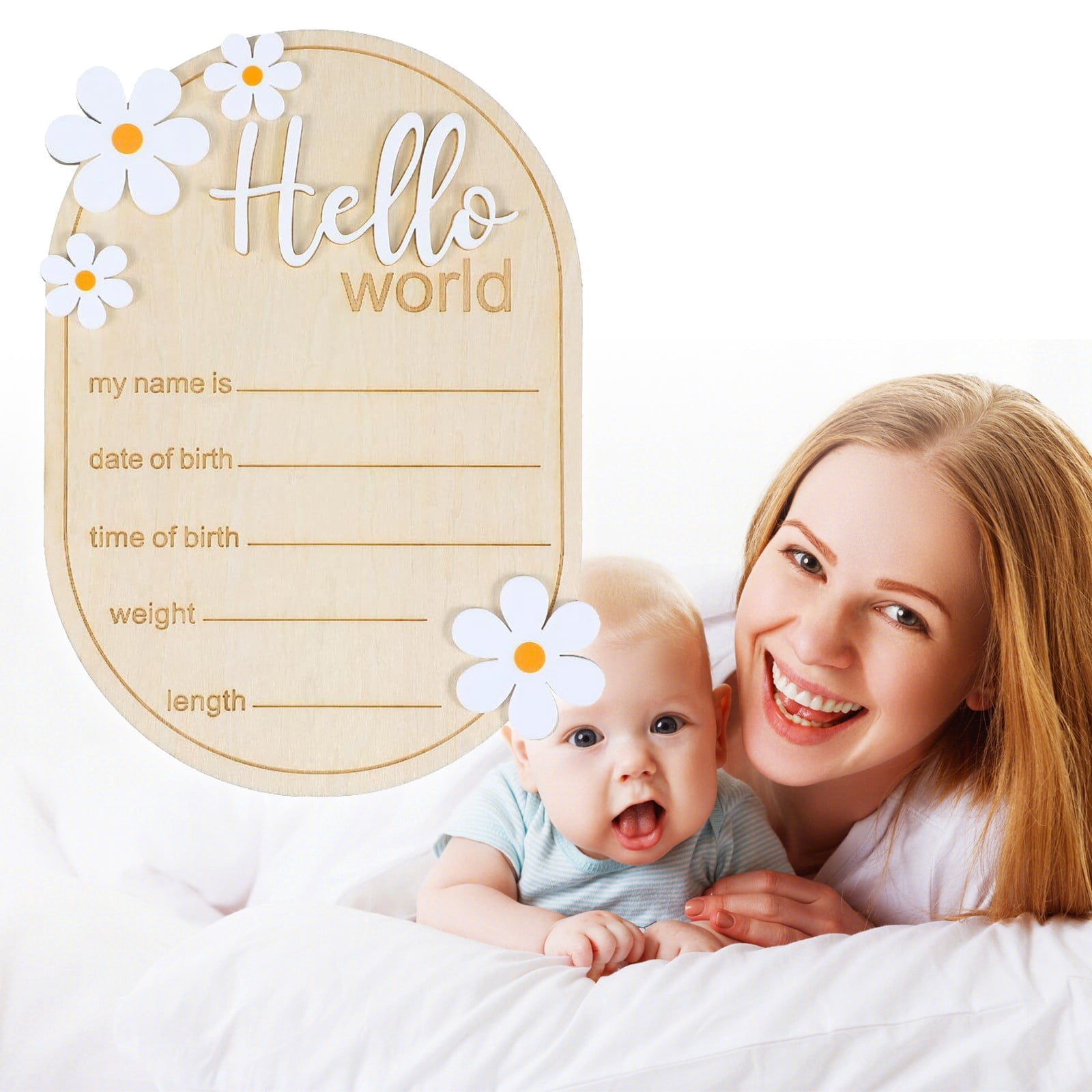 Personalized Hello World Wooden Birth Announcement Sign - Custom Baby ...