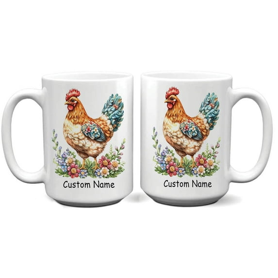 Personalized Hen Coffee Mug – Fun Gift for Hen Lovers, Parents, Siblings, Friends – Custom Name Ceramic Cup 11oz – Perfect for Coffee & Tea Lovers