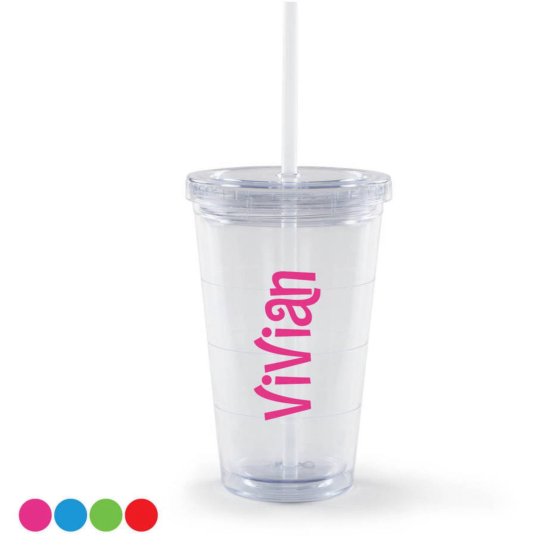 Personalized Polka Dot Name Cute Acrylic Clear Tumbler with Straw and –  SheltonShirts