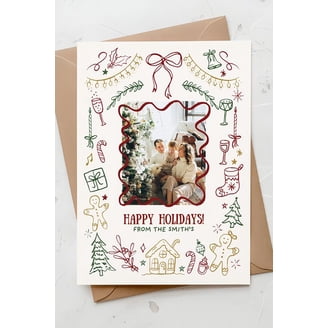 christmas photo sleeve cards 36-Pack Greeting Card  Red Foil Photo Holder Sleeve, Holiday Photo Frame with Envelopes, Holds 5 x 7 Inches Inserts Office Products Festive Moments Personalized Photo Christmas