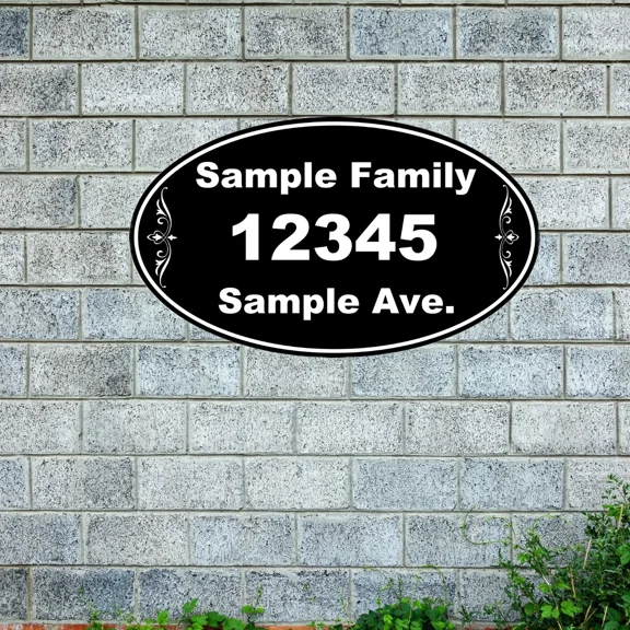Personalized Home Address Sign Aluminum 12"X7" Oval House Family Name Plaque