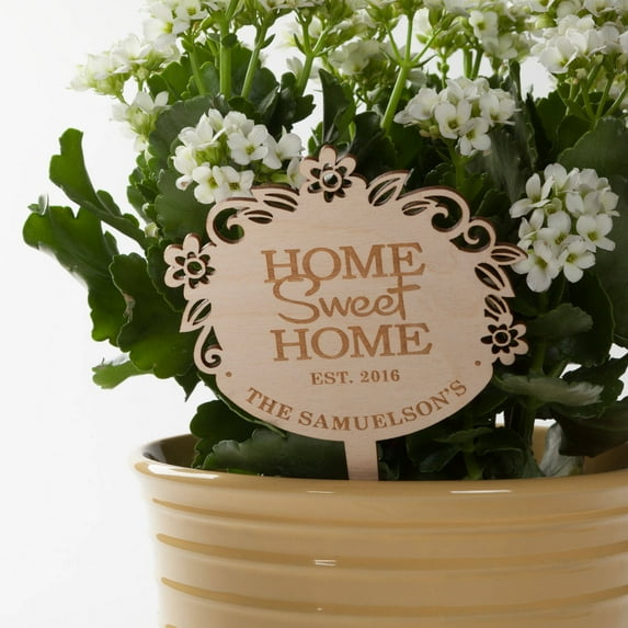 Personalized Home Sweet Home Oval Wood Plant Stake