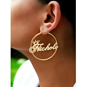 Personalized Hoop Crown Name Earrings