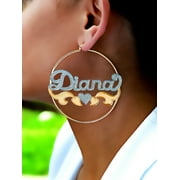JAY AIMEE DESIGNS Personalized Hoop Name Earrings with Beading and Rhodium and Tail