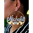 thumbnail image 1 of Personalized Hoop Name Earrings with Beading and Rhodium and Tail, 1 of 2