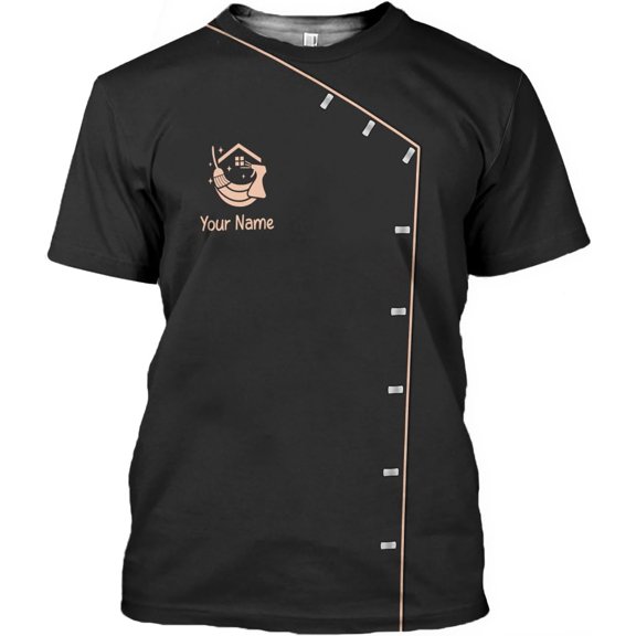 Personalized Hoosekeeping Shirts 3D Over Print for Men & Women, Housekeeper House Cleaning Uniforms for Women (Yellow, 4XL)