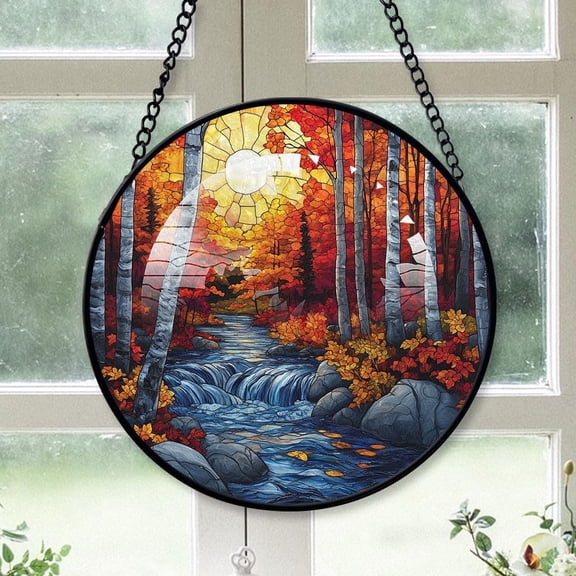 Personalized Horizon Sunset Suncatcher Stained Glass Suncatchers, Horizon Sunset Ornament for Sun Catcher Indoor Window, Horizon Sunset Painted Glass Panel Décor RYn1L8