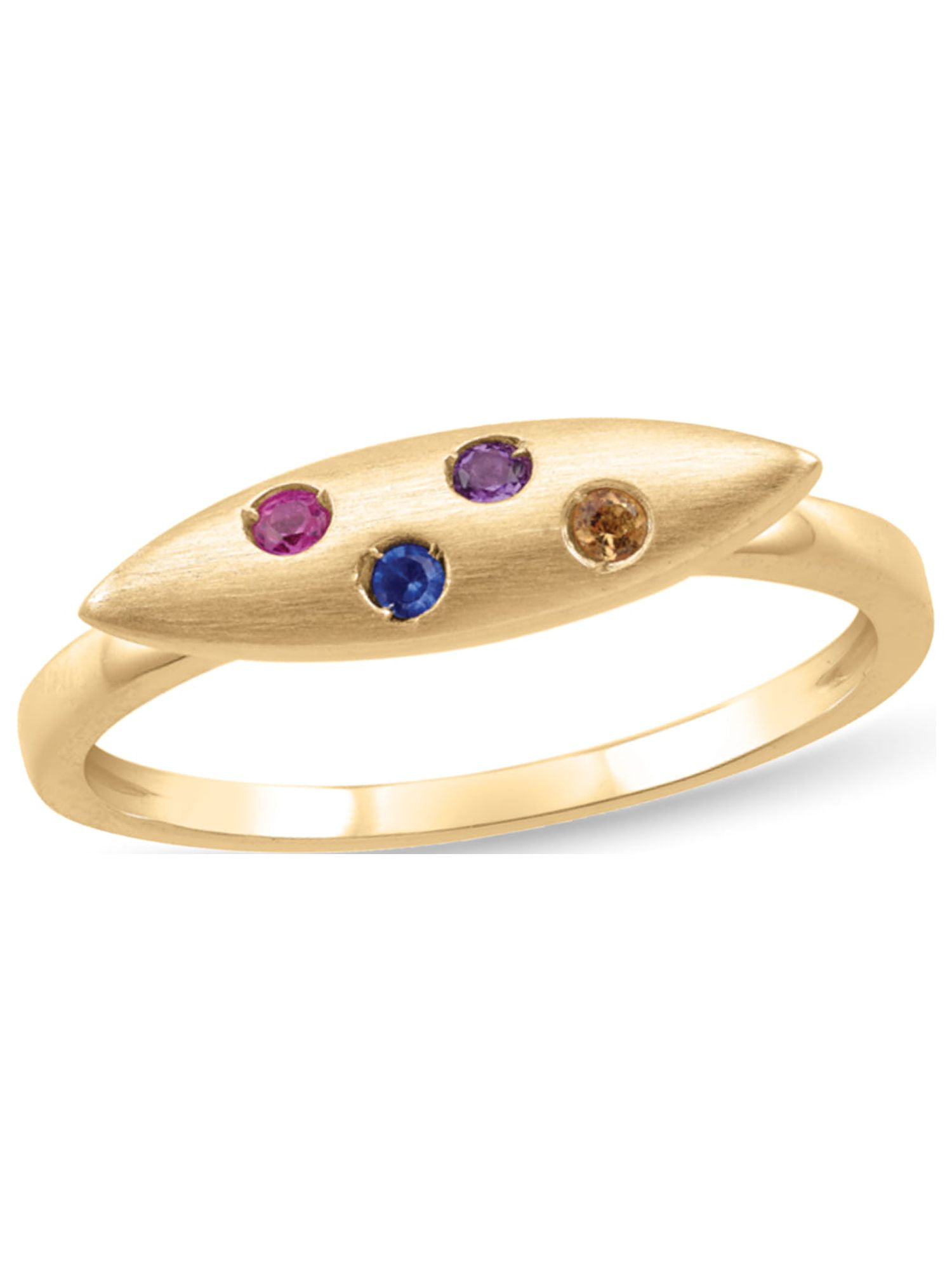 Personalized Horizontal Marquise Design Birthstone Ring in 14K gold by Jewlster