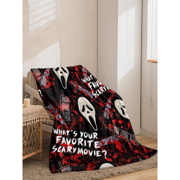 Personalized Horror Ghost Flannel Blanket - Soft Throw for Sofa, Bed, Travel, Office, Nap, Air Conditioning, Camping, Ideal Gift
