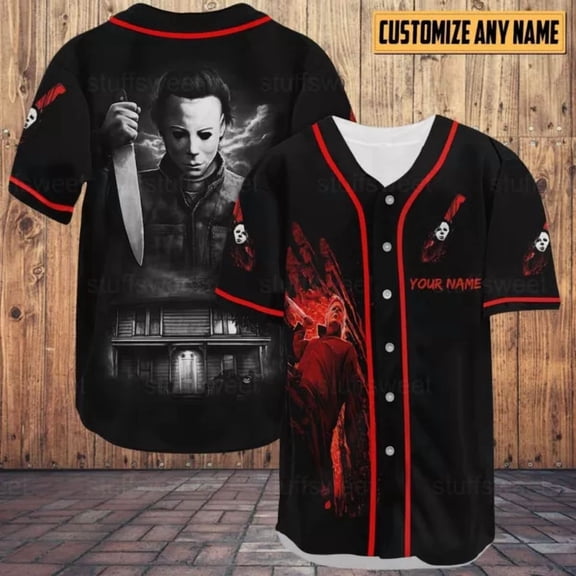 Personalized Horror Killer Michael Myers With Knife 3D BASEBALL JERSEY SHIRT - Hot Sale 20