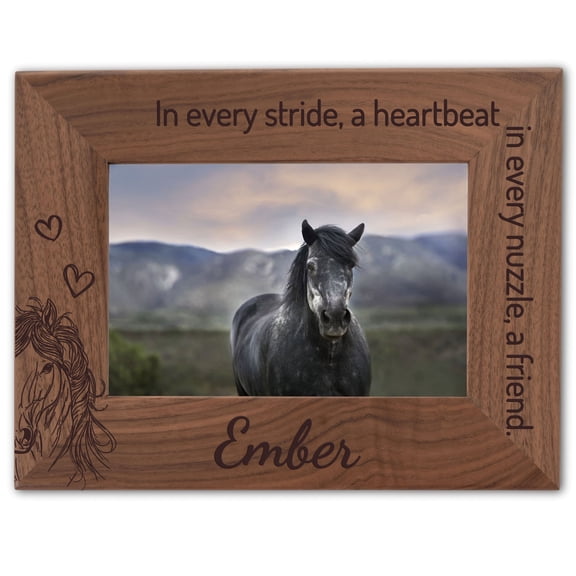 Personalized Horse Picture Frame, Genuine Walnut Horse Photo Frame 4x6, Horse Picture Wall Decor, Horse Memorial Gift, Horse Loss Gifts