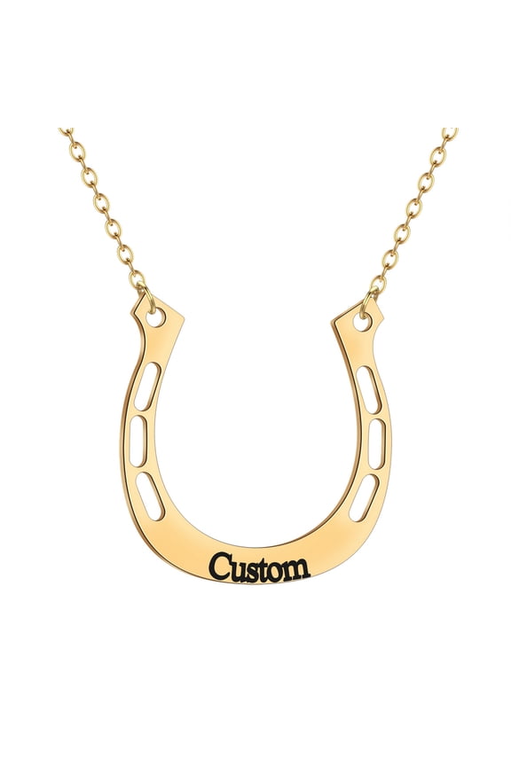 Personalized Horseshoe Custom Engraved Name Necklace Minimalist Lucky Choker Jewelry For Women Men Horseback Riding Gift