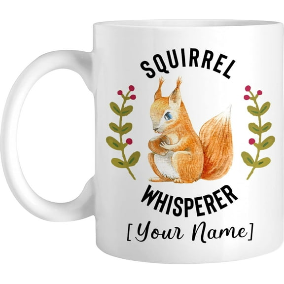 Personalized Hot Cold Coffee Mug, Basic Squirrel Mug, Customized Novelty Cup, Name Custom Ceramic Cocoa Mugs For Travel Home Office Kitchen Decor, Gift For Women Men, Birthday Christmas
