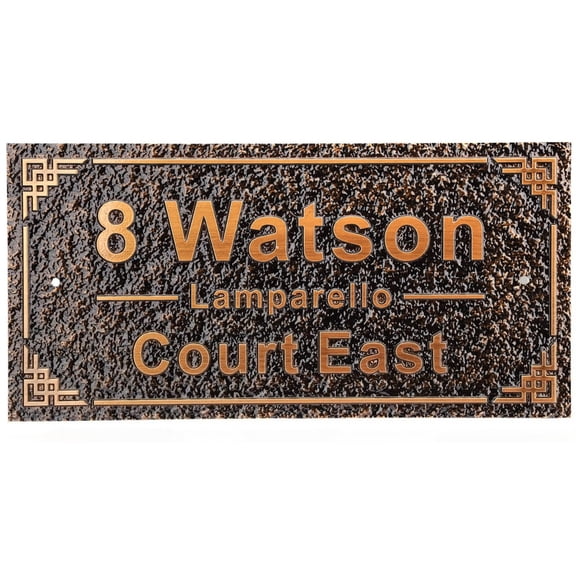 Personalized House Address Plaque 12" Cast Numbers for Outside Custom Street Name Address Sign Plate Vintage for Mailbox Door Room Classic Wall Outdoor Antique Copper
