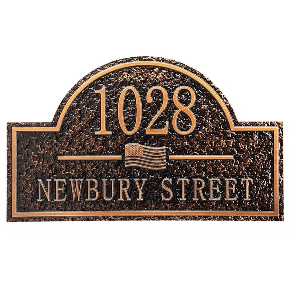 Personalized House Address Plaque 12" Cast Numbers for Outside Custom Street Name Address Sign Plate Vintage for Mailbox Door Room Classic Wall Outdoor Antique Copper