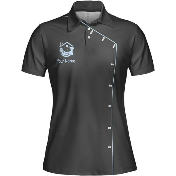 Personalized Housekeeping Polo Shirts 3D Print Cleaning Service, Housekeeper House Cleaning Uniforms for Women (Blue, M)