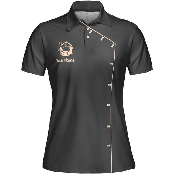 Personalized Housekeeping Polo Shirts 3D Print Cleaning Service, Housekeeper House Cleaning Uniforms for Women (Orange, XL)