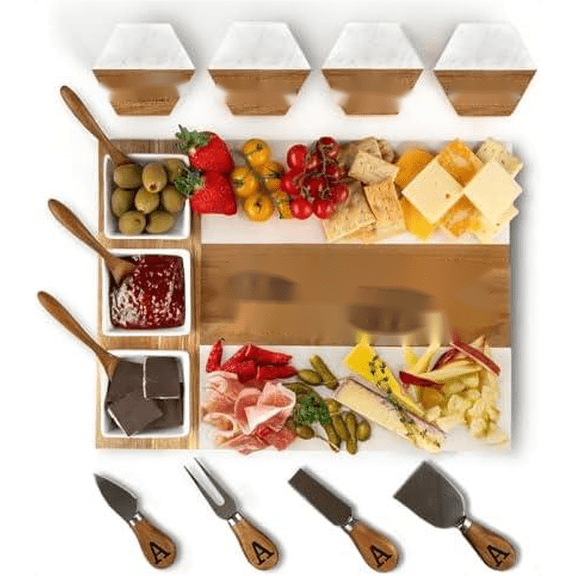 Personalized Housewarming Gifts, Custom Marble Charcuterie Cheese Board, Engraved House Warming Gifts New Home - Gift Ideas for Host, Gifts for Couples, Home Owners, Weddings