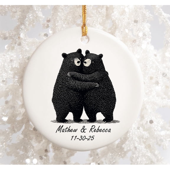 Personalized Hugging Bears Ceramic Ornament – Couple’s Christmas Keepsake