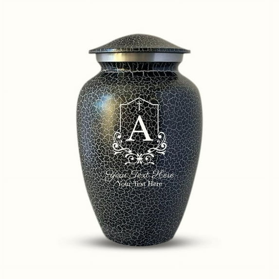 Personalized Human Cremation Urn for Adult Ashes Men & Women - Engraved Aluminum urn with Name, Date and Headstone Shape 1 Design - Distressed Finish Hand-Crafted Urn for Human Remains | Black