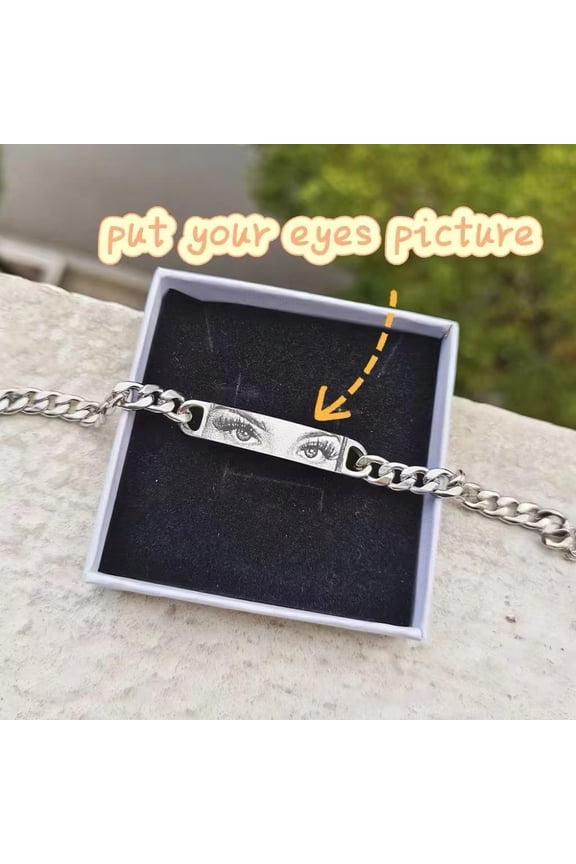 Personalized Human Eye Bracelet DIY Laser Engraved Stainless Steel Couple Bracelet Engraved Portrait Bracelet